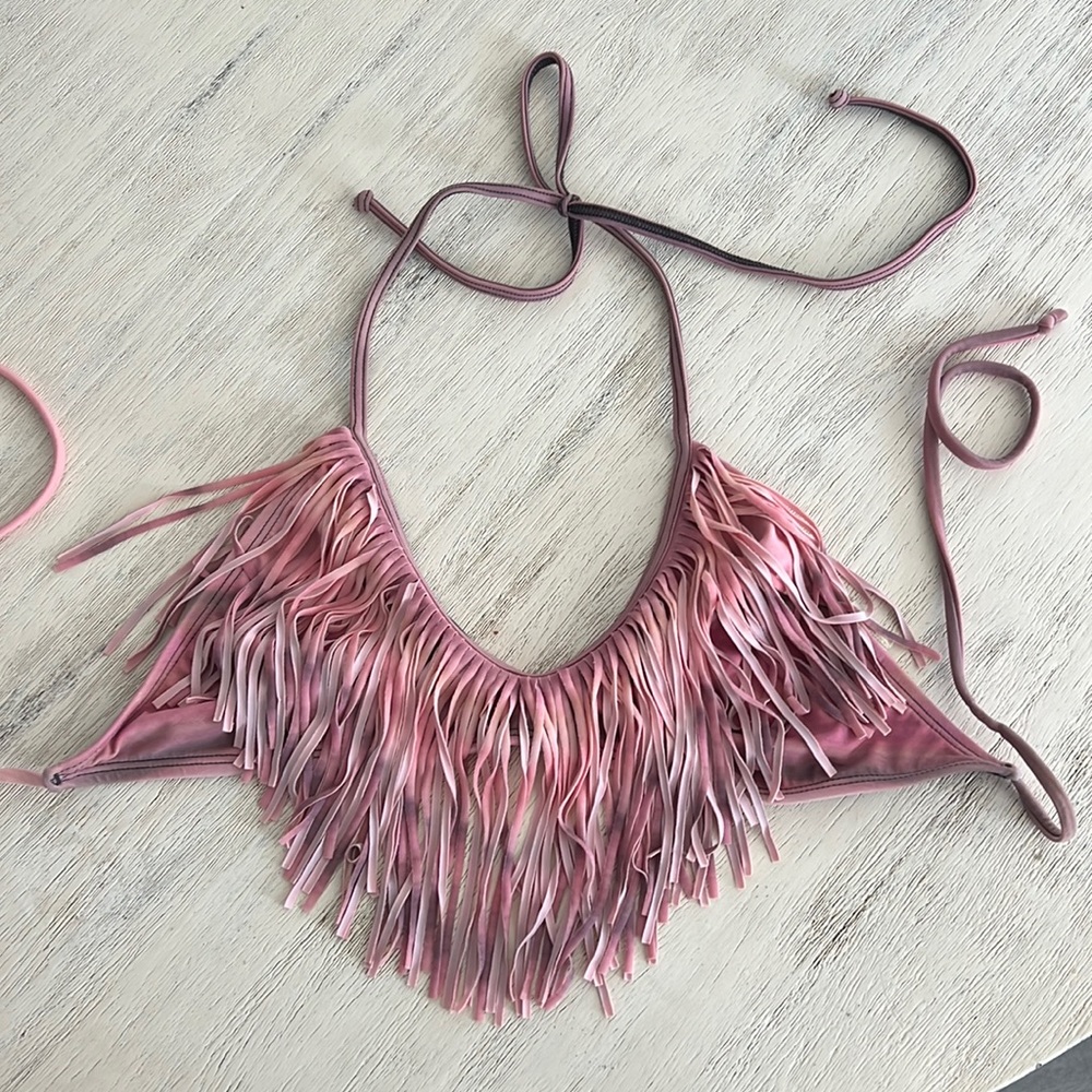 L Space Fringe Bikini Top Size M